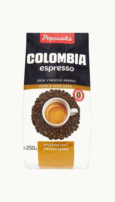 Káva Popradská Colombia espresso zrnková 250g